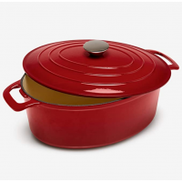 6-Lt. Cast Iron Enameled Oval Casserole, Red