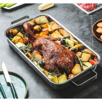 Stainless steel non-stick wide bake tray kitchen sheet pan flat baking roast pan double handle