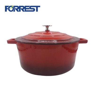 Two handle Red color dutch oven cast iron enamel casserole