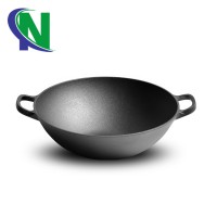 Black  Chinese Cast Iron big Wok Healthy Metal Cookware